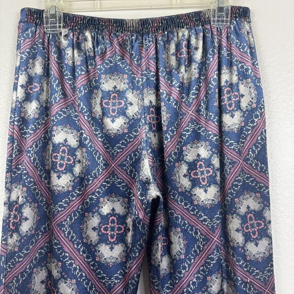 Band Of Gypsies Velvet Floral Mandala Flare Leg Bell Bottom Pants Blue Purple M - Picture 11 of 15